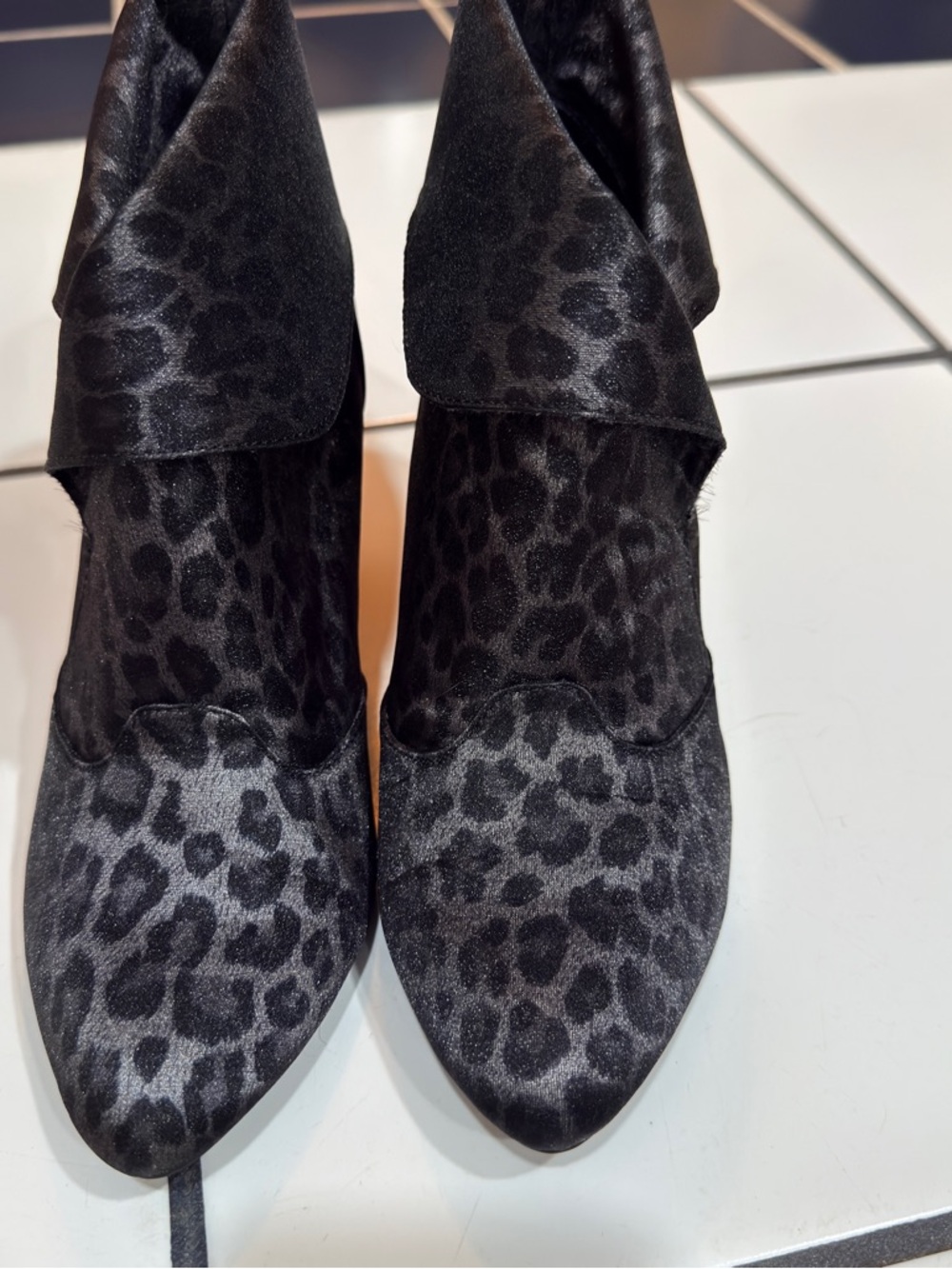 Westies Women’s Black Leopard Print Pointed Ankle Booties